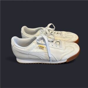 Puma White and Gold Romas